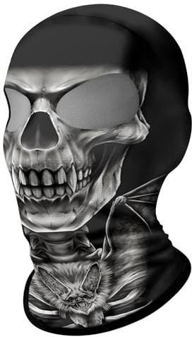 ShopINess 3D-Sturmhaube Totenkopf Unisex Zwei Loch Sturmhaube für Erwachsene für Motorrad Sport Partys Halloween und Karneval