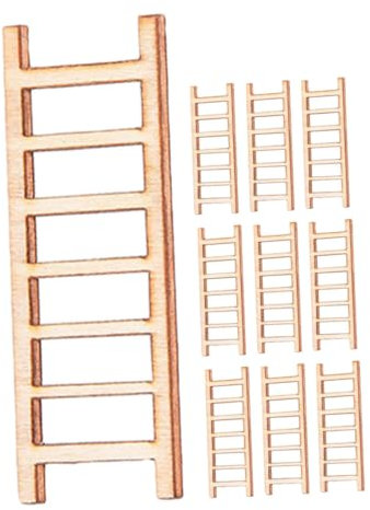 ifundom 10pcs Mini Wooden Ladders for Dollhouse Mini House Decor Micro Landscape Adornment Photography Props Layout Props for House Ladders Wooden