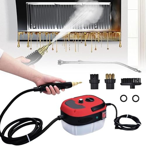 Limpiador de Vapor de Mano Actualizado 2025, Vaporizador de Mano Portátil para Limpieza con Boquilla y Cepillos, 2500W 105°C/229°F de Alta Presión - Azulejo, Ventana, Cocina, Coche (Rojo-Control Único