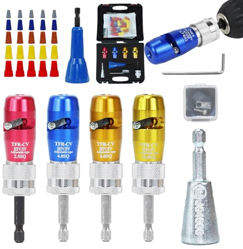 Wire Stripper and Twister Tool for Power Drill, 2.5/4/6/10m㎡ (8-14 AWG) Electrical Wire Peeling and Twisting Connector, Portable Automatic Wire Stripping Tool for Fast Wiring