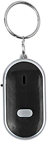 Sprachsteuerungsschlüsselkette Pfeife Aktivierter Schlüsselfinder mit Hoher Helligkeit Licht für Brieftaschen -Haustaschen Koffer (Black)