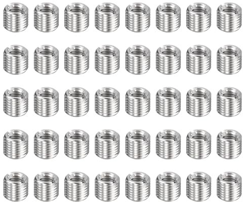 sourcing map 40pcs Thread Repair Inserts M9 x 1 Male to M6 x 1 Female Thread 8mm Long Stainless Steel Reducing Nuts Metric Self Tapping Sleeves Threaded Reducer Industrial Fasteners