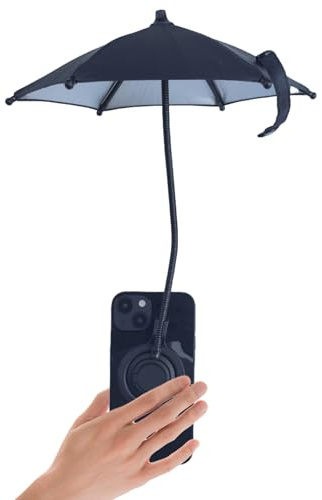 NTidea Magnetic Phone Umbrella for Sun with Universal Adjustable Ring Stand, Cellphone Holder with Outdoor Anti-Reflective Magnetic Umbrella Sun Shade for iPhone 17 16 15 14 Pro Max, Black