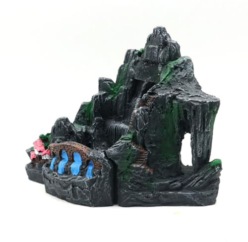 YAOGUI Zarte Aquarien, Landschaft, künstliche Pflanze, Wasserfall-Terrarium, Landschaft, Garnelen, Wasserfall-Statue, Aquarien, Lebensraum, Harze, Aquarium, Wasserfall-Dekorationen