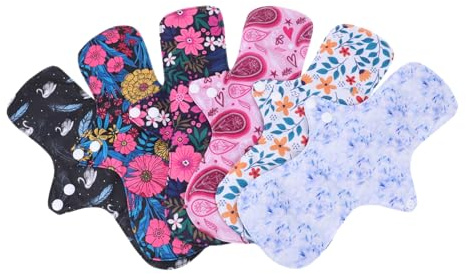 SAFIGLE 6 Compresas Menstruales Reutilizables para Mujeres Adultas Material Pul y Fibra, Suaves y Resistentes, Ideales para Viajar y Comprar, Paquete de 6 Unidades Color Aleatorio
