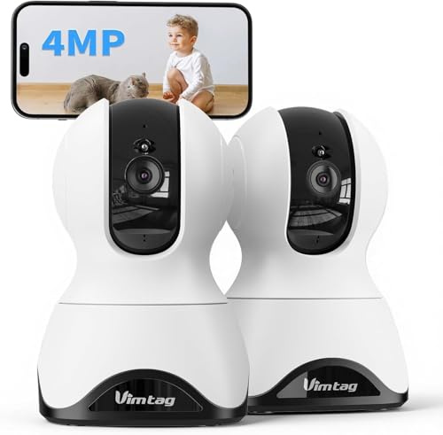 VIM TAG 2,5K Überwachungskamera Innen,5G WLAN Innenkamera, 360° Kamera Überwachung Indoor,AI-Bewegungserkennung,Auto Tracking,2-Wege-Audio,25M Nachtsicht,mit Babys/Haustiere/Se-nioren,SD &Cloud（2pcs）