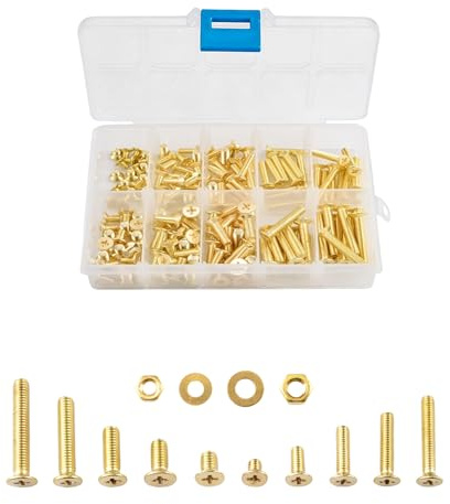 INCREWAY Tornillos Phillips de cabeza plana M4 M5 con arandela y juego de tuercas, kit de tornillos de máquina, tornillo avellanado Phillips, accesorios de tornillo de reparación electrónica (latón