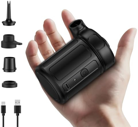 SUPPOU Inflador Electrico,Bomba de Aire Portátil 6000mAh Recargable,Metálica Turbina Mejorada,Inflador Colchon Hinchable 4 Boquillas,para Bote Inflable,Colchón de Aire,Piscina Infantil(2026 Modelo)