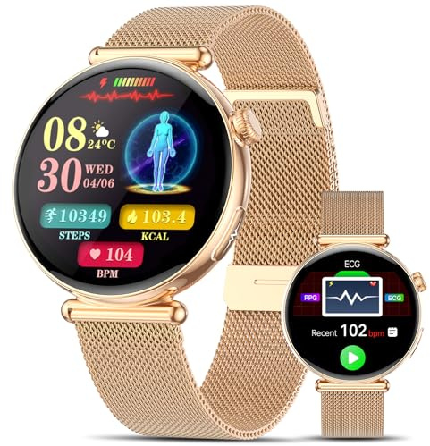 2026 Nuovo AI-GPT Smartwatch Donna ECG/Pressione Sanguigna/Sonno/BMI/Emozioni/Fatica,1.32 AMOLED Elegante Orologio Salutare con Funzione Telefono/SOS,24h Cardiofrequenzimetro/SPO2/Lipidi/Acido Urico