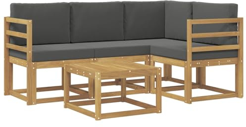 vidaXL Outdoor-Sofagarnitur mit Kissen 5 pcs Weiß und Anthrazit, Gartenmöbel, modernes Loungesofa, Eckset für die Terrasse, Robustes Sitzmöbel für drinnen und draußen