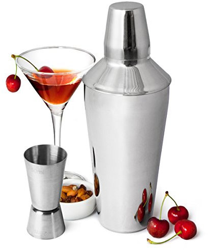 Manhattan Martini Cocktail Shaker Set - Steel Cocktail Making Kit with Shaker with Jigger Measure