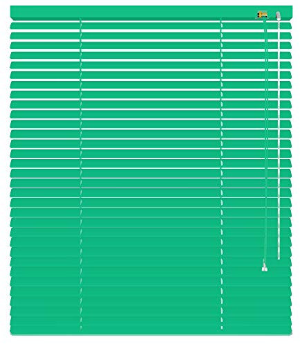deko-raumshop Aluminium Jalousie Jalousette Faltrollo viele Größen Lamellenbreite 25 mm Wandmontage Deckenmontage Alu Lamellen Fenster Sonnenschutz Sichtschutz (Größe 140 x 160 cm, Farbe Mint)