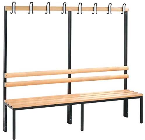 C und P Garderobenbank Umkleidebank Fitness Studio ohne Schuhrost 8 Haken 165x200x40 cm