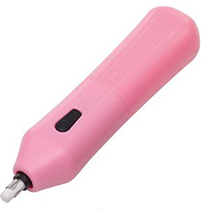 bind 70524 Elektrischer Radierer, Radiergummi aus Kunststoff, batteriebetrieben, 2x AAA-Batterien erforderlich, Radiergerät mit 10 Ersatzminen, für professionelle und persönliche Zwecke, rosa