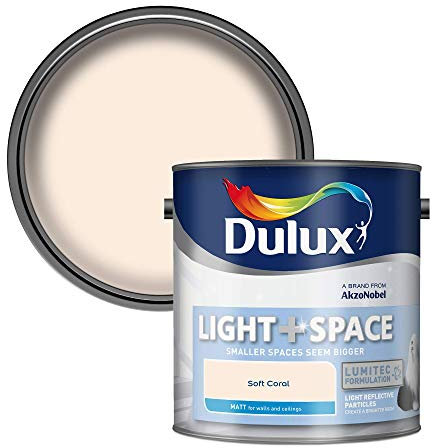 Dulux Light and Space Matt Emulsion Paint For Walls And Ceilings - Soft Coral 2.5 Litres