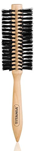 TITANIA Spazzola rotonda in legno, capelli veri, confezione da 1 (1 x 43 g)