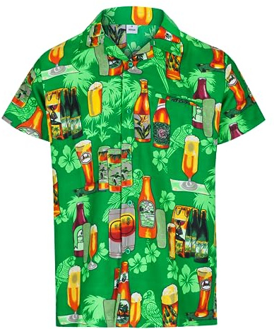 Camicie Hawaiane da Uomo, Camicie a Maniche Corte Divertenti - Camicia Hawaiana Button Down, Camicia Uomo per Festa della Birra - Camiciotto Brutto, Accessori Addio al Celibato o Camiciotto Vacanza