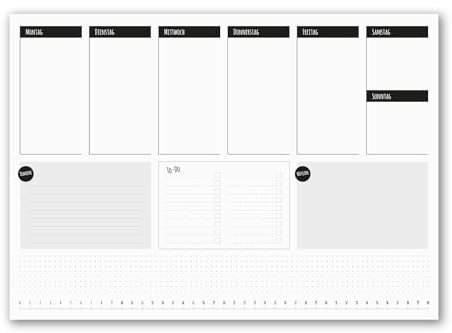 Schreibtisch-Unterlage To-do schlicht I dv288 I DIN A3 I 25 Blatt I Wochenplan Wochenplaner Schreib-Unterlage Organizer zum Beschreiben neutral