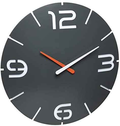 TFA Dostmann Contour Design Radioväggklocka, Radioklocka, stor, antracit, 60.3536.10, antracit/vit, Ø 350 x H 35 mm