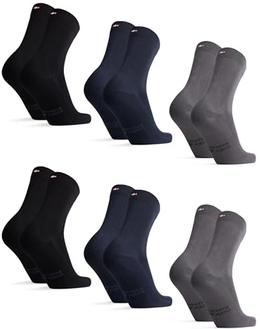 DANISH ENDURANCE Calcetines Casuales de Bambú Unisex, 6 Pack, Multicolor (2 x Negro, 2x Azul Marino, 2x Gris), 39-42