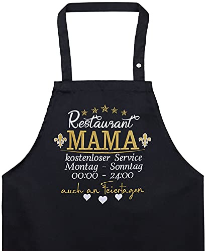 EXPRESS-STICKEREI Schürze kochen Mama/Oma - bestickte Kochschürze verstellbar mit Tasche mit tollem Design Backschürze für Frauen Schürze Damen Küchen-Schürze Muttertag Geschenk Mutter/Ehefrau