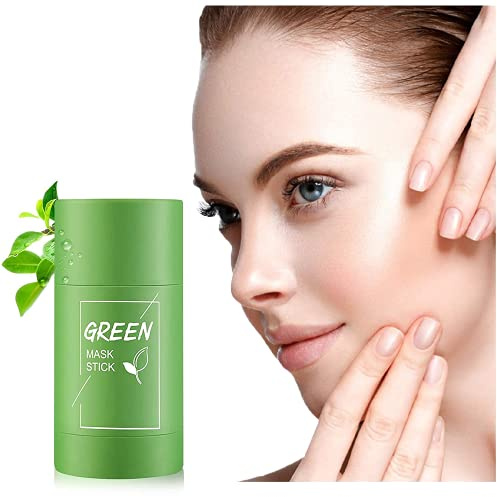 Green Tea Stick Mask Purifying Clay, Removing Blackhead face mask Balancing Oil And Water, Deep Clean Pore, Improves Skin,for All Skin Types Men Women (Green)