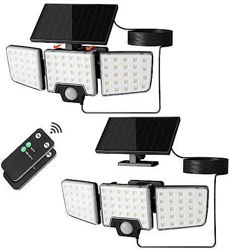 Lepro Solarlampen mit Bewegungsmelder Solar Außenleuchte Led Solar Strahler für Außen, mit Fernbedienung, 2 in 1, Separiert und Integriert, mit 2 Lichtmodi, IP65, für Hof, Garage, Solarleucht, 2 Stück | Separates oder integriertes Solarmodul ermöglicht flexible Montage; Bewegungsmelder aktiviert Licht bei Bedarf; im Alltag.