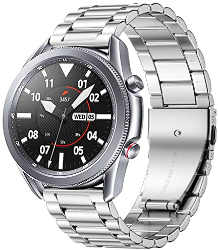 Netolo 22mm Armband Compatible with Samsung Galaxy Watch 3 Armband 45mm/Samsung Gear S3 Frontier/Huawei Watch GT2 46mm/GT2 Pro, Metall Edelstahl für Galaxy Watch 46mm, Silber