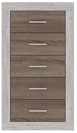 Homely | Sinfonier-Cómoda de Dormitorio con 5 cajones Coimbra | Tablero de partículas melaminizado | Colores:Pina/Trufle, 60x39,6 Altura 106,3 cm | Diseño Moderno para Dormitorio
