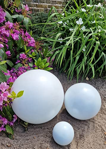 Jürgen Bocker Garten-Ambiente Dekokugel weiß matt 3er Set 40-30-20 cm aus Edelstahl Kugel Dekorationskugel Gartenkugel