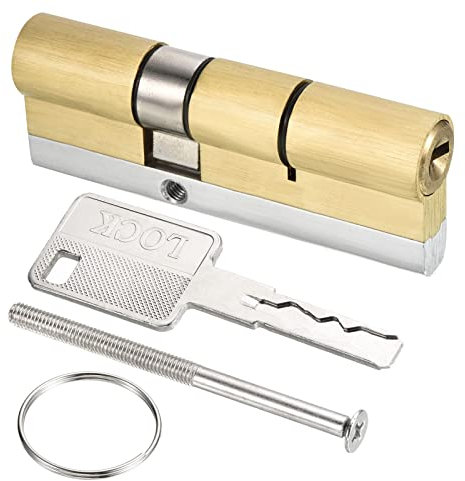 PATIKIL 32,5/52,5 (85mm Total) Europeo Doble Cerradura Cilindro, Puerta Cilindro Cerradura con 8 Llaves para Madera Puertas, Aluminio Puertas