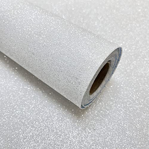 DHHOUSE Weiße Glitzer Tapete, Selbstklebend Glitzer Tapete für Wände (44 cm x 5 m)