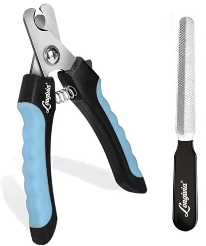 Longivia® Coupe Ongle Chien et Chat Professionnel Mesure Grande Taille 15,5 cm en Acier Inoxidable – Pince Griffe pour Toilettage Chiens avec Securite - Accessoire Animaux (Bleu-Noir)