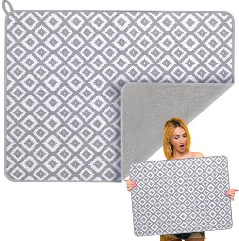 Hushee Extra große Abtropfmatte zum Verstecken von Flecken, Abtropfmatte für Arbeitsplatte, Spüle, Kühlschrank oder Trockner, 76,2 x 61 cm (Geometrie), 2 Stück