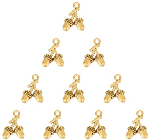 UNICRAFTALE 10 Stück Anhänger Aus Legierung Im Tibetischen Stil Eicheln Anhänger Antike Goldene Tannenzapfen Anhänger Metall Baumanhänger Goldener Ohrring Anhänger Kleiner Süßer Eicheln Anhänger