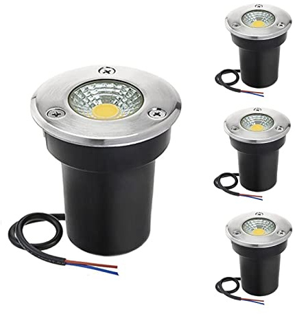 WZYJLyds Led Bodeneinbaustrahler 3W Mini Bodenstrahler Außen IP67 Wasserdicht bodenleuchten für Terrasse, Garten, Passage Dekoration(Warm White Light,12V)