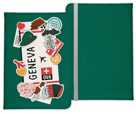 22Feels Genf Souvenir Reisepasshülle Organizer Reisen Gadgets Geneva Schweiz Europa Urlaub Kunst-Leder Etui Cover Frauen Männer Kinder