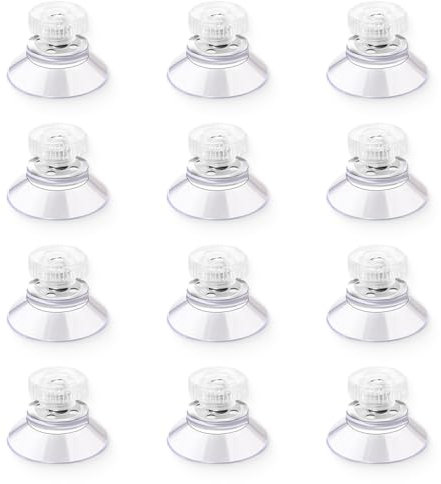12 ventose con filettatura e dado zigrinato, Ventose Ø 25mm, diametro 25 mm, senza foratura,trasparente ventosa forte,PVC trasparenti ventose per bagno, cucina, ufficio, specchio, vetro, finestra
