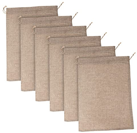Alipis 6pezzi Sacchetti Riutilizzabili in Lino Con Coulisse Borse Traspiranti Per Conservazione Patate e Verdure Radice Sacchi in Iuta Ecologici Per Giardino e Cucina