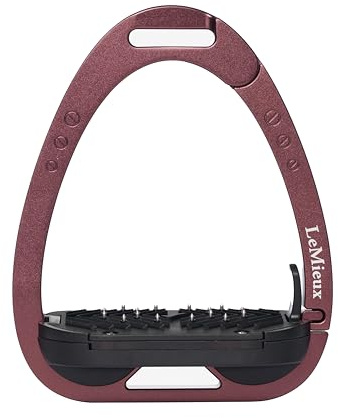 LeMieux Vector Balance Stirrup - New Generation - Spring Loaded Hinged Arm - 5° Tilted Ergonomic Footplate - Auburn