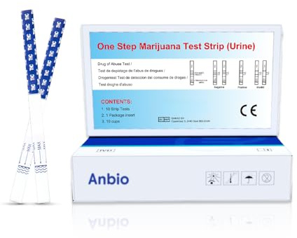 Anbio 10 x cannabis läkemedelstestsatser urinremsor THC marijuana 50 ng med 10 urinkoppar