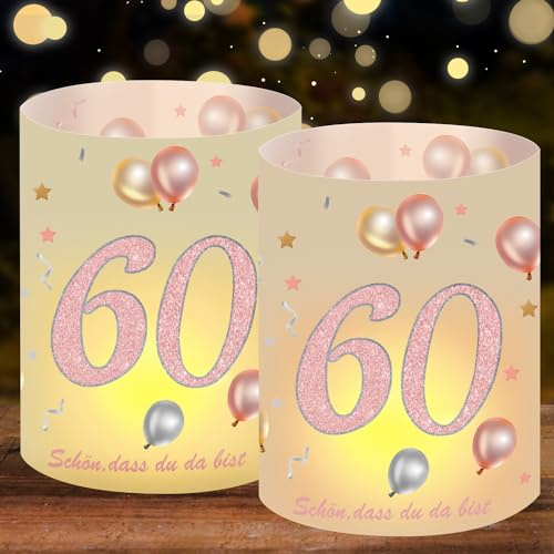 windlicht Geburtstag deko Windlicht Tischdeko Geburtstag Jahre Happy Birthday Deko Mann Frau Geschenke zum Frauen Männer Schön DASS Du Da Bist (Rose Gold 60)