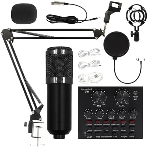 Kit di streaming live - Apparecchiature di registrazione e streaming multiuso, accessorio di lunga durata | Kit microfono di condensatore, set di schede audio, Shock Mount & Stand per podcasting, vlog