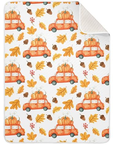 Sevdomey Cobija de bebé con diseño de coches con calabazas, regalos para recién nacidos para niñas y niños, manta de algodón suave para recién nacidos, unisex, 76 x 101 cm