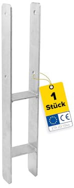 GRUNDLINE - H Anker Pfostenträger - H Anker 9x9 - Pfostenanker - Pfostenträger zum einbetonieren - Stützenfuß - Balkenschuh - Pfostenhalter - Holzverbinder - Betonanker feuerverzinkt