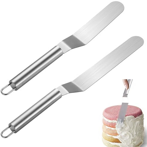 2 Stück Tortenspachtel,Winkelpalette Torte,Tortenmessern aus Rostfreiem Stahl, Tortenglätter,Küchenspachtel,Edelstahl Zuckerguss-Spatel,für Backen,Torten Selber Machen,Verteilen Und Tortendekoration