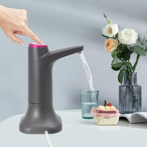 BAOCHADA Automatischer Wasserspender, Wasserflaschen Pumpe mit 1200mAh Lithiumbatterie und USB-Lade,Wasserspenderpumpe für Camping, Zuhause, Home,Office Elektrischer Wasserspender (schwarz/5w)