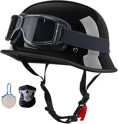 Retrò Mezzo Conchiglia Casco,Casco Da Moto Aperto Caschi A Scodella,DOT/ECE Omologato Con Visiera Casco Da Moto Scooter Per Donna Uomo Caschi Motorino Vintage Per Adulti 7,XXL