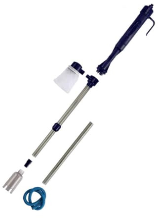 HONITANO Limpiador De Peceras Eléctrico Aspirador De Cambiador De Agua Para Acuarios De Profundidad Color Azul Profundo Baterías