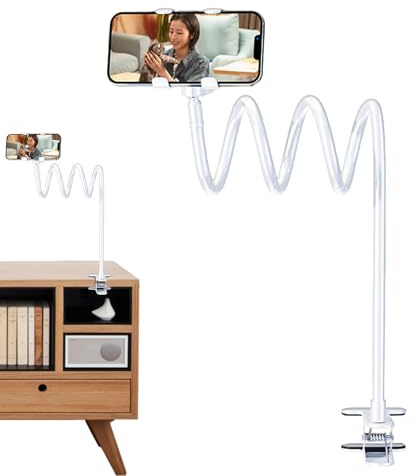 Générique Supporto per telefono per letto in posizione sdraiata, supporto a braccio lungo e flessibile, supporto per telefono cellulare, per tablet, registrazione video, filmato, posizione sdraiata